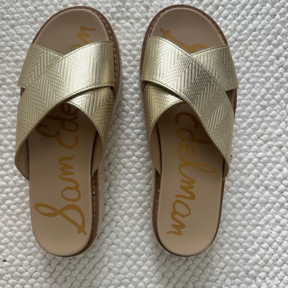 Sam Edelman Metallic Gold Slide Sandals